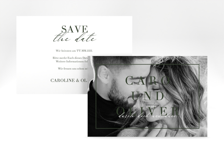 Save the Date-Karte Moment A6 Karte quer gruen hochglanz
