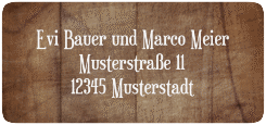 Klick: Details zu Absenderetikett Hochzeit "Wood" anzeigen Absenderetikett Hochzeit "Wood" 45,7 x 21,2 mm braun