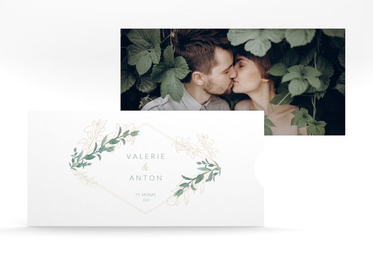Hochzeitseinladung "Verde" Einsteckkarte weiss