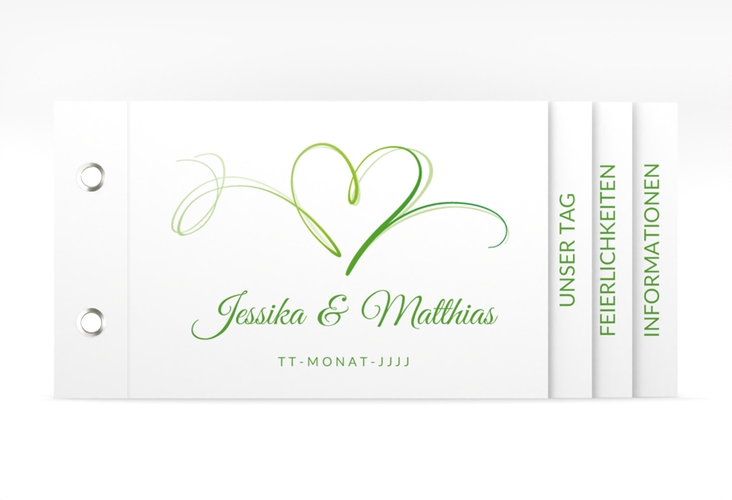 Hochzeitseinladung Envie Booklet gruen hochglanz