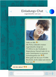 Klick: Details zu Einladung Jugendweihe "Online" anzeigen Einladung Jugendweihe Online A6 Karte hoch blau