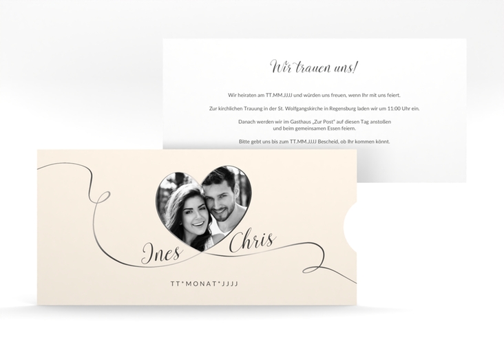 Hochzeitseinladung Dolce Einsteckkarte beige