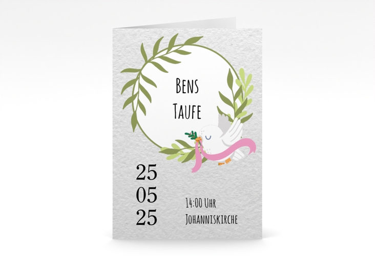 Einladungskarte Taufe Kleine Taube A6 Klappkarte hoch