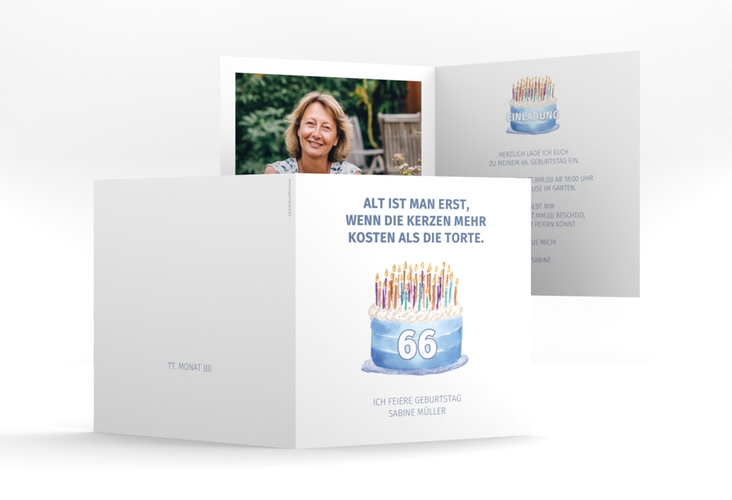 Einladung Geburtstagskerzen quadr. Klappkarte bunt