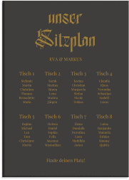 Sitzplan Leinwand Hochzeit Wednesday 50 x 70 cm Leinwand schwarz