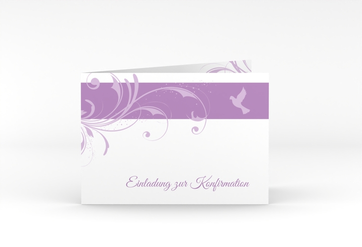 Konfirmationseinladung Airy A6 Klappkarte quer lila