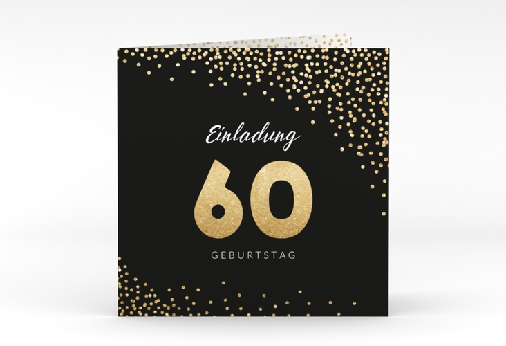 Einladung 60. Geburtstag Glitzer quadr. Klappkarte