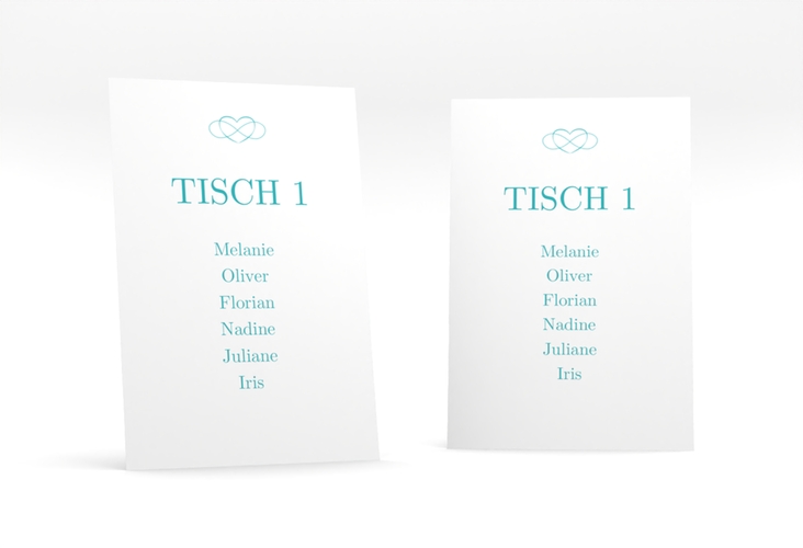 Tischaufsteller Hochzeit Infinity Tischaufsteller tuerkis