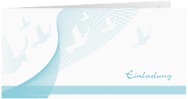 Einladung Taufe Doves lange Klappkarte quer tuerkis