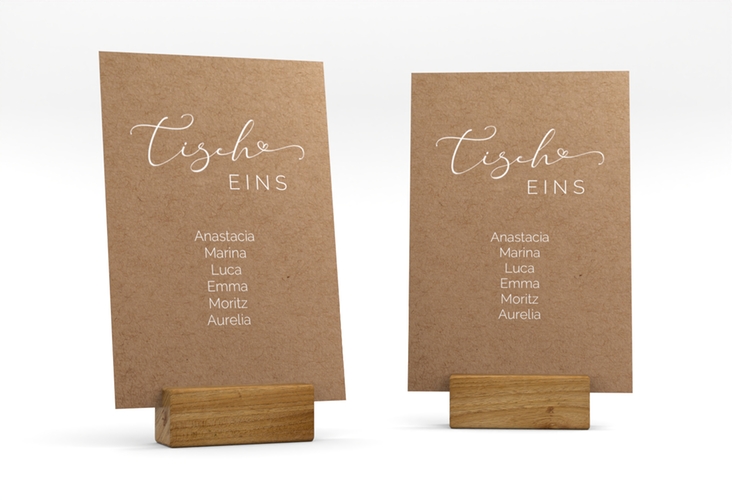 Tischaufsteller Hochzeit Jawort Tischaufsteller Kraftpapier modern minimalistisch mit veredelter Aufschrift