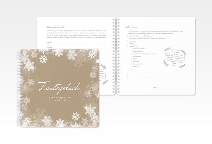 Trautagebuch Hochzeit Snowfall Trautagebuch Hochzeit mit Schneeflocken für Winterhochzeit