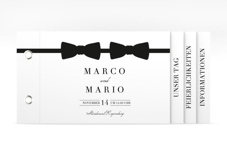 Hochzeitseinladung Suits Booklet schwarz