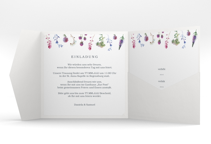 Hochzeitseinladung Wildblumen Pocketfold