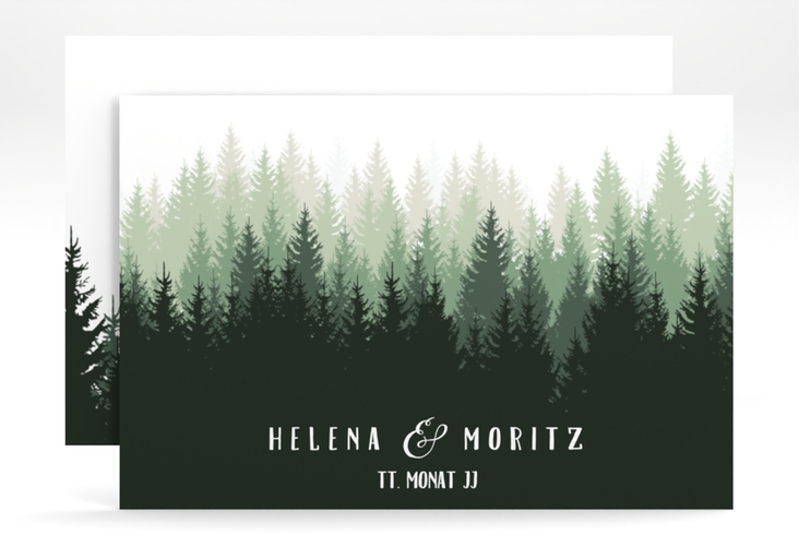 Save the Date-Karte Forest A6 Karte quer gruen hochglanz