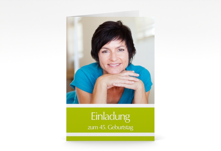 Einladung Geburtstag Gerd/Gerda A6 Klappkarte hoch mit Foto