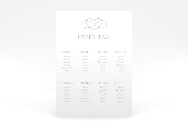 Sitzplan Poster Hochzeit Infinity 50 x 70 cm Poster grau