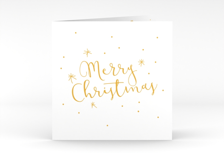 Geschäftliche Weihnachtskarte Winterfreude quadr. Klappkarte gold hochglanz