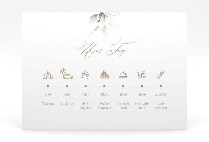 Tagesablauf Poster Hochzeit Selvatica 70 x 50 cm Poster weiss mit Eukalyptus-Kranz