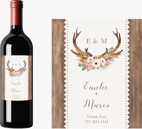 Weinflaschenetikett Hochzeit Heimatjuwel