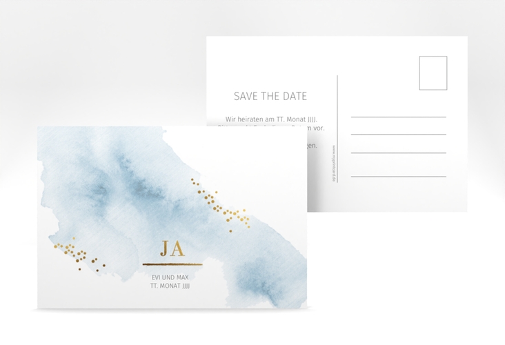 Save the Date-Postkarte Pastell A6 Postkarte blau hochglanz