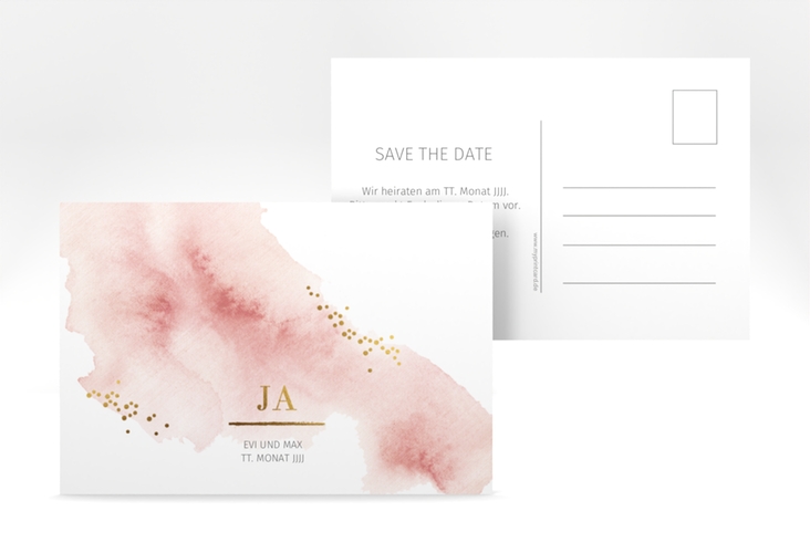Save the Date-Postkarte Pastell A6 Postkarte rosa hochglanz