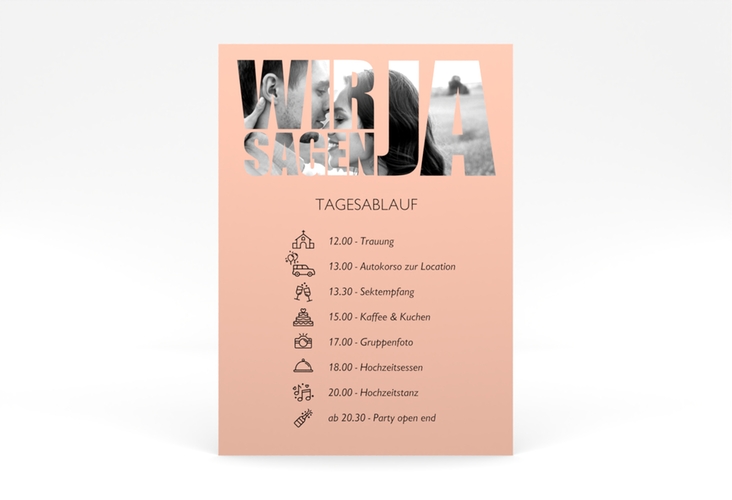 Tagesablauf Poster Hochzeit Letters 50 x 70 cm Poster apricot