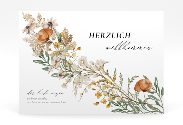 Willkommensschild Poster Wildfang 70 x 50 cm Poster mit getrockneten Wiesenblumen