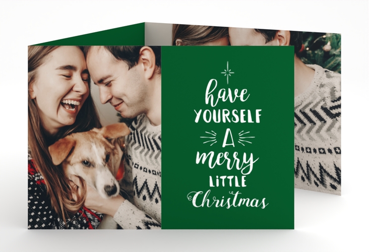 Weihnachtskarte Winterfreuden A6 Doppel-Klappkarte hochglanz