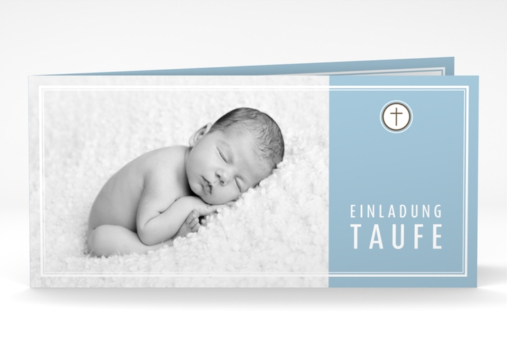 Einladungskarte Taufe Belle lange Klappkarte quer hochglanz