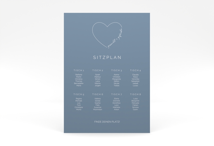 Sitzplan Poster Hochzeit Lebenstraum 50 x 70 cm Poster blau