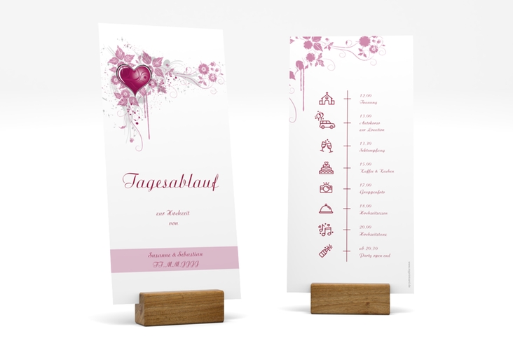 Tagesablauf Hochzeit Triest lange Karte hoch pink hochglanz