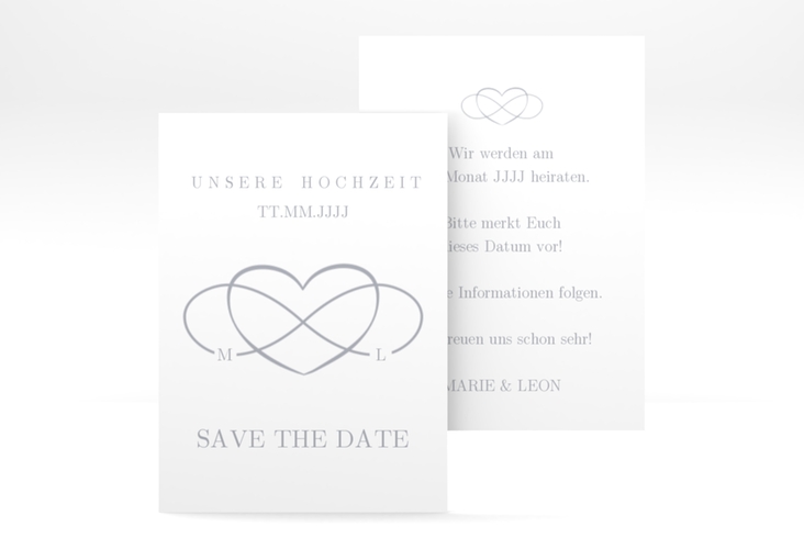 Save the Date-Visitenkarte Infinity Visitenkarte hoch grau hochglanz