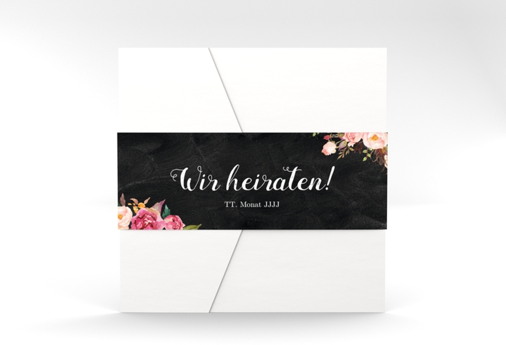 Hochzeitseinladung Flowers Pocketfold mit bunten Aquarell-Blumen