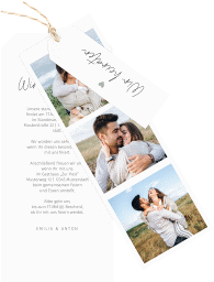 Klick: Details zu Hochzeitseinladung "Herzschlag" anzeigen Hochzeitseinladung Herzschlag Kartentrio weiss schlicht und elegant mit Herzchen
