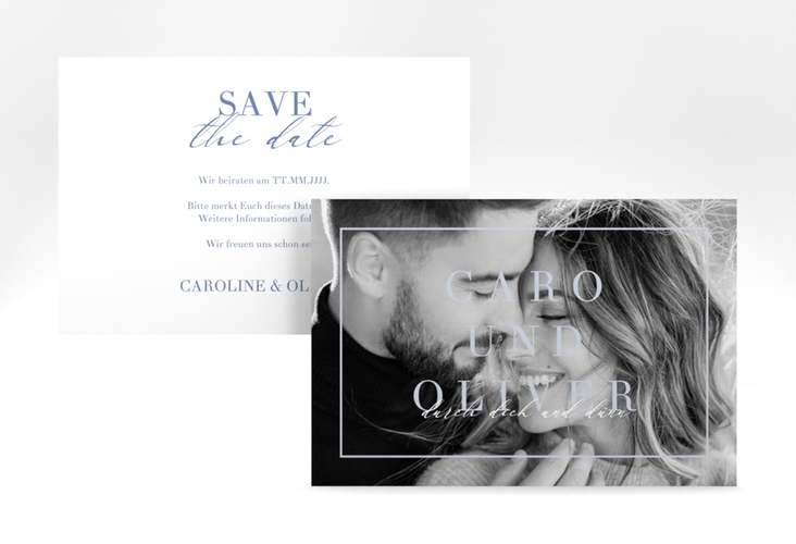 Save the Date-Karte Moment A6 Karte quer blau hochglanz