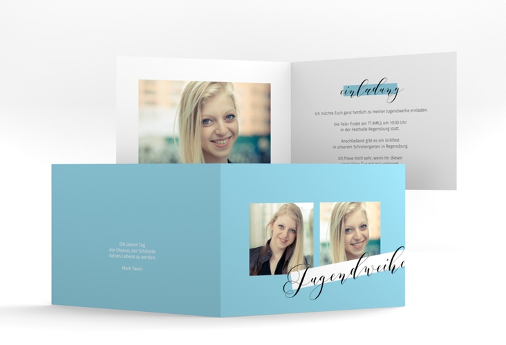 Einladung Jugendweihe Wisdom A6 Klappkarte quer