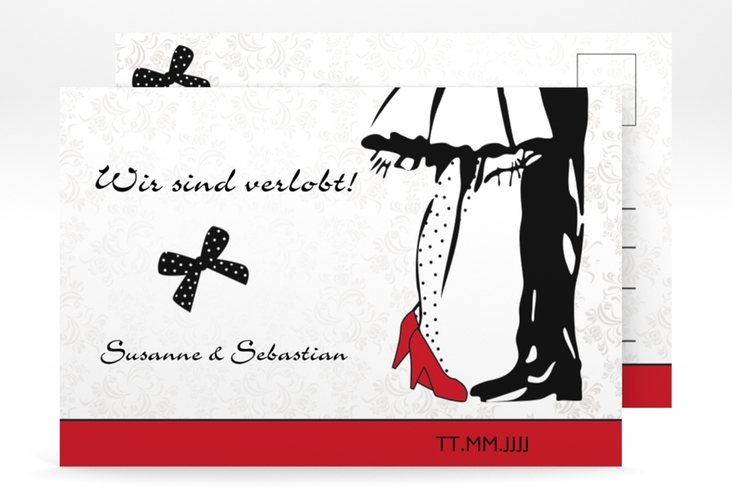 Verlobungskarte Hochzeit Straßburg A6 Postkarte mit Rockabilly-Brautpaar