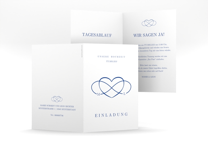Einladungskarte Hochzeit Infinity A6 Klappkarte hoch hochglanz