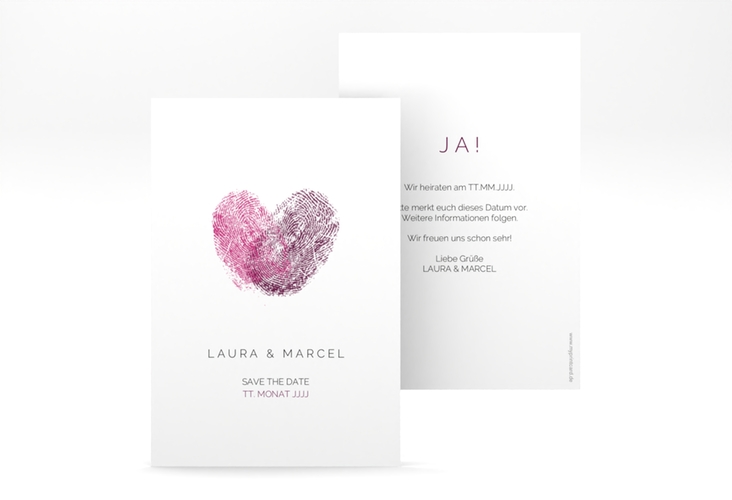 Save the Date-Karte Fingerprint A6 Karte hoch schlicht mit Fingerabdruck-Motiv