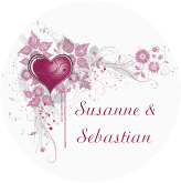 Klick: Details zu Aufkleber Hochzeit "Triest" anzeigen Aufkleber Hochzeit Triest Aufkleber, selbstklebend, rund pink