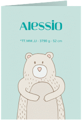 Geburtskarte Bear A6 Klappkarte hoch tuerkis