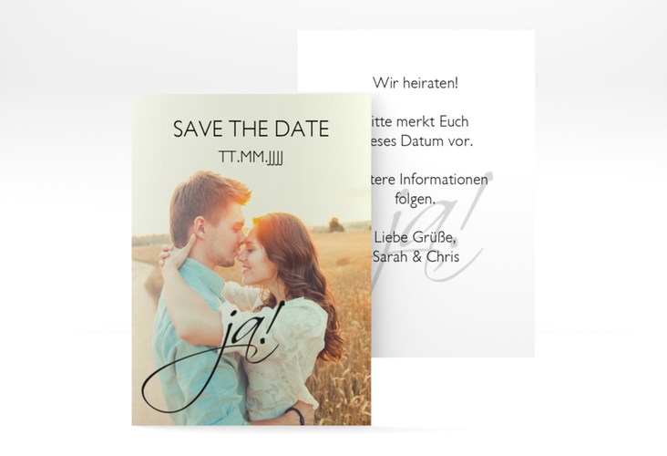 Save the Date-Visitenkarte Clarity Visitenkarte hoch schwarz hochglanz