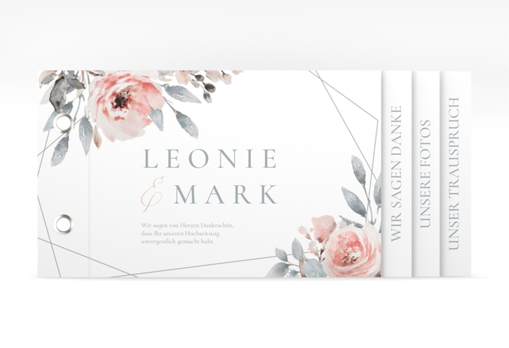 Danksagungskarte Hochzeit Perfection Booklet weiss mit rosa Rosen