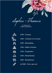 Klick: Details zu Tagesablauf Poster Hochzeit "Blooming" anzeigen Tagesablauf Poster Hochzeit Blooming 50 x 70 cm Poster blau