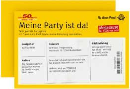 Einladung 50. Geburtstag Zustellung A6 Karte quer gelb