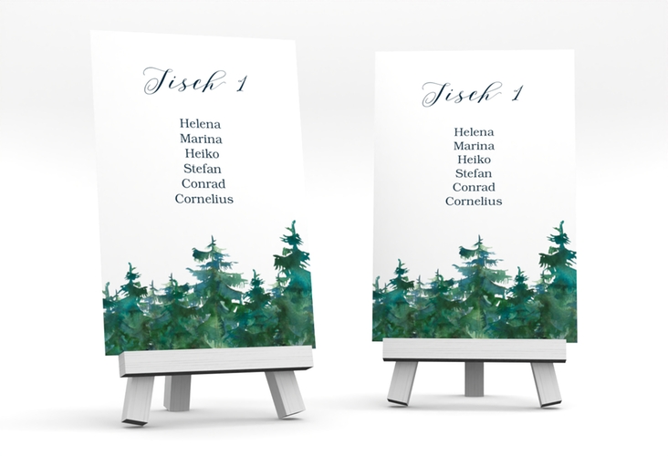 Tischaufsteller Hochzeit Evergreen Tischaufsteller weiss
