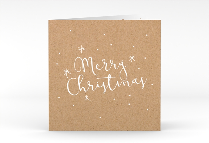 Geschäftliche Weihnachtskarte Winterfreude quadr. Klappkarte Kraftpapier hochglanz