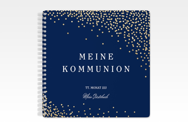 Gästebuch Kommunion Glanzvoll Ringbindung blau