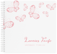 Gästebuch Taufe Protection Ringbindung rosa