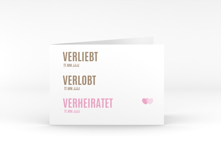 Hochzeitseinladung Couple A6 Klappkarte quer rosa